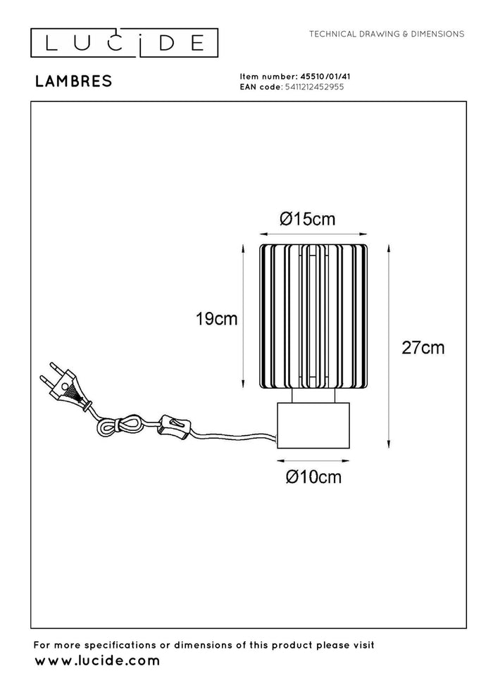 Lucide LAMBRES Tafellamp - Taupe