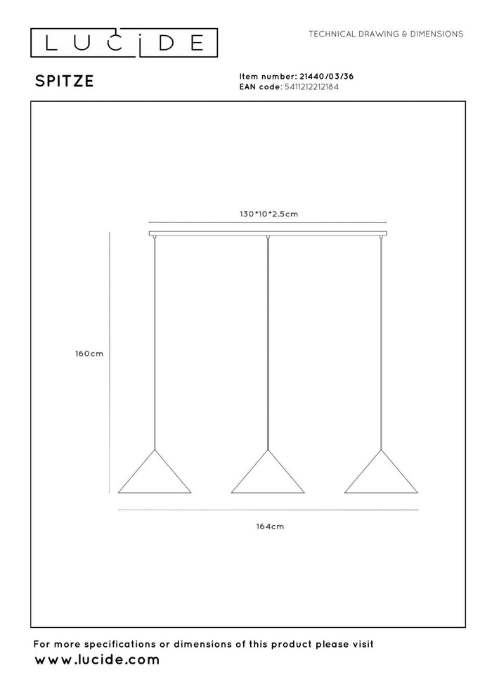 Lucide SPITZE Hanglamp - Grijs