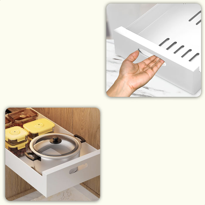 XIVADA Keukenkast organizer - Schuiflade - Aluminium - 25 cm - Wit