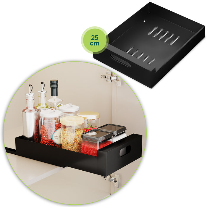 XIVADA Keukenkast organizer - Schuiflade - Aluminium - 25 cm - Zwart