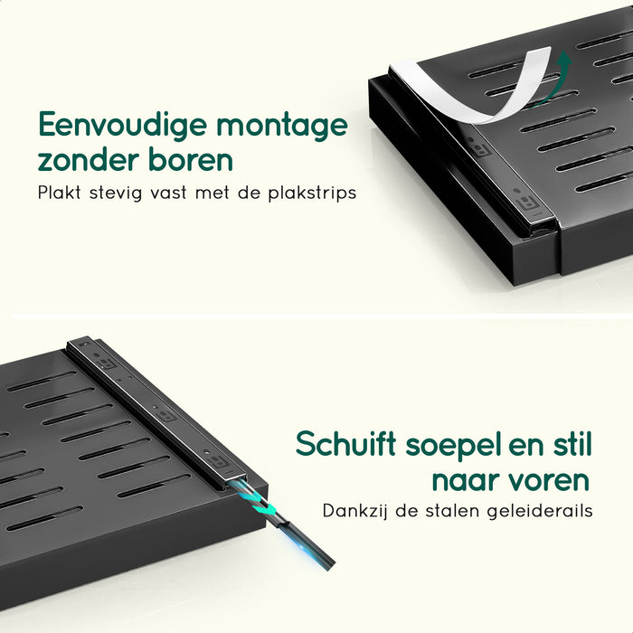 XIVADA Keukenkast organizer - Schuiflade - Aluminium - 25 cm - Zwart