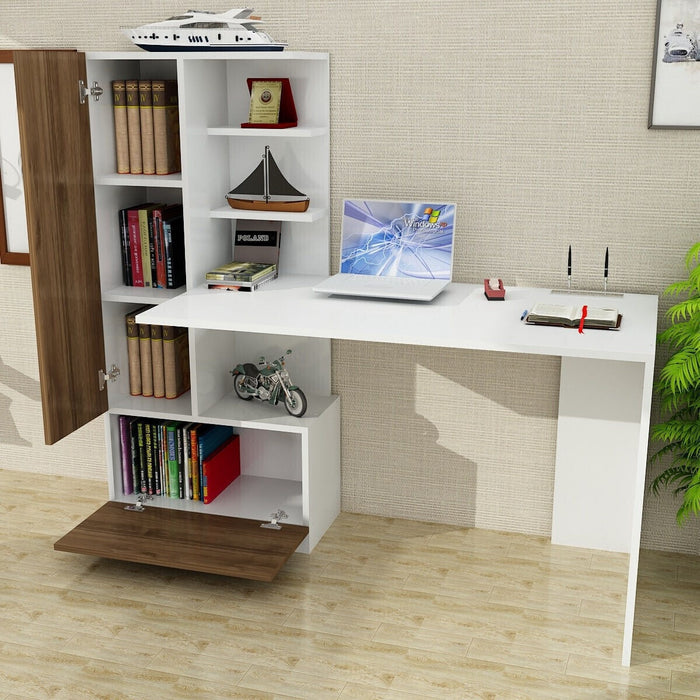 Giga Meubel - Bureau Wit|Walnoot - 149,5x61,8x120cm - Domingos