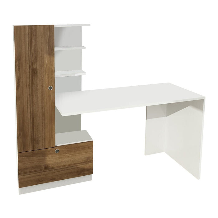 Giga Meubel - Bureau Wit|Walnoot - 149,5x61,8x120cm - Domingos