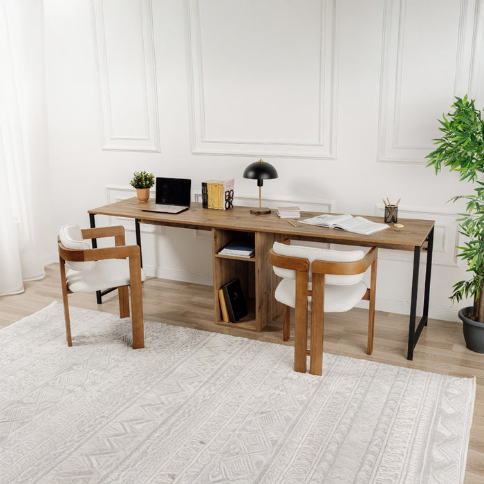 Giga Meubel - Bureau Naturel Hout - 240x60x74cm - Twin