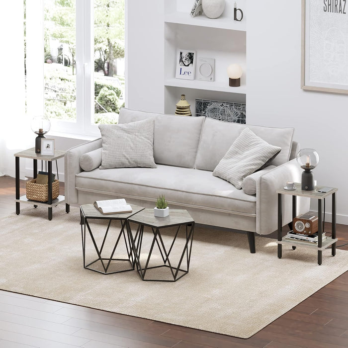 ACAZA Bijzettafel - Tafeltje - Lichte eik - 38 x 30 x 55 cm (L x B x H) - Nachtkastje - Tafel Industrieel - Banktafel - Bijzettafels - Bijzettafel lichte eik - Bijzettafel hout - Houten Bijzettafel