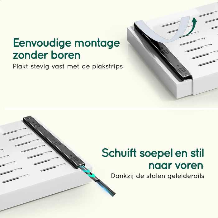 XIVADA Keukenkast organizer - Schuiflade - Aluminium - 30 cm - Wit