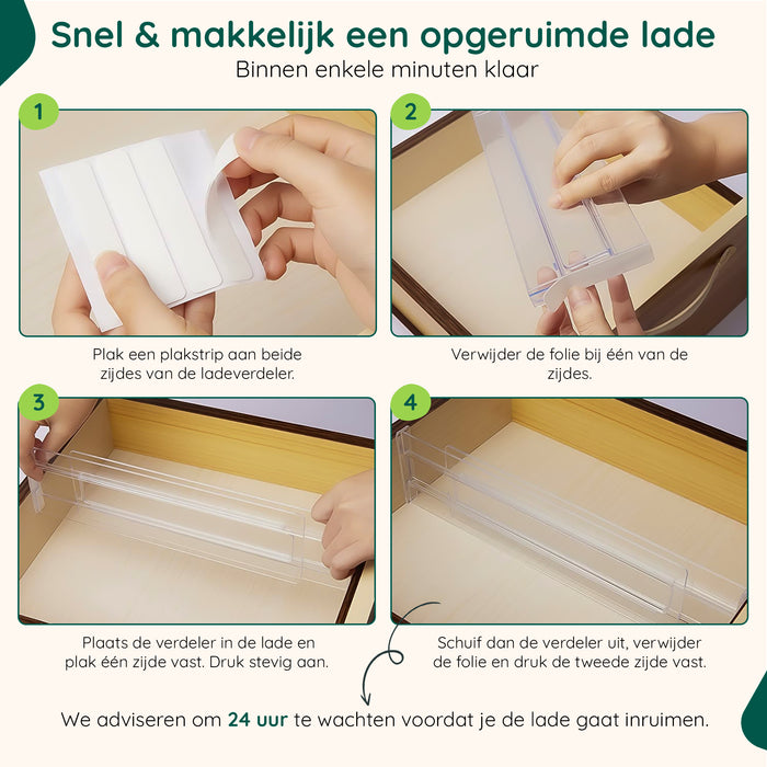 XIVADA Lade verdeler Ezra - Verstelbaar - Transparant - PET - 4 stuks