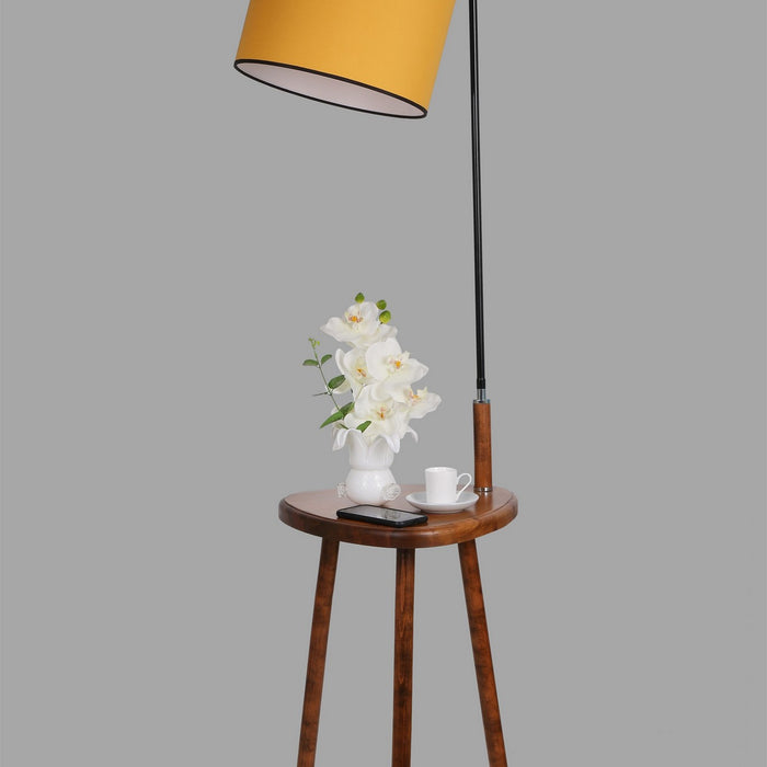 Giga Meubel - Vloerlamp Geel|Walnoot - 30x30x160cm - Demet