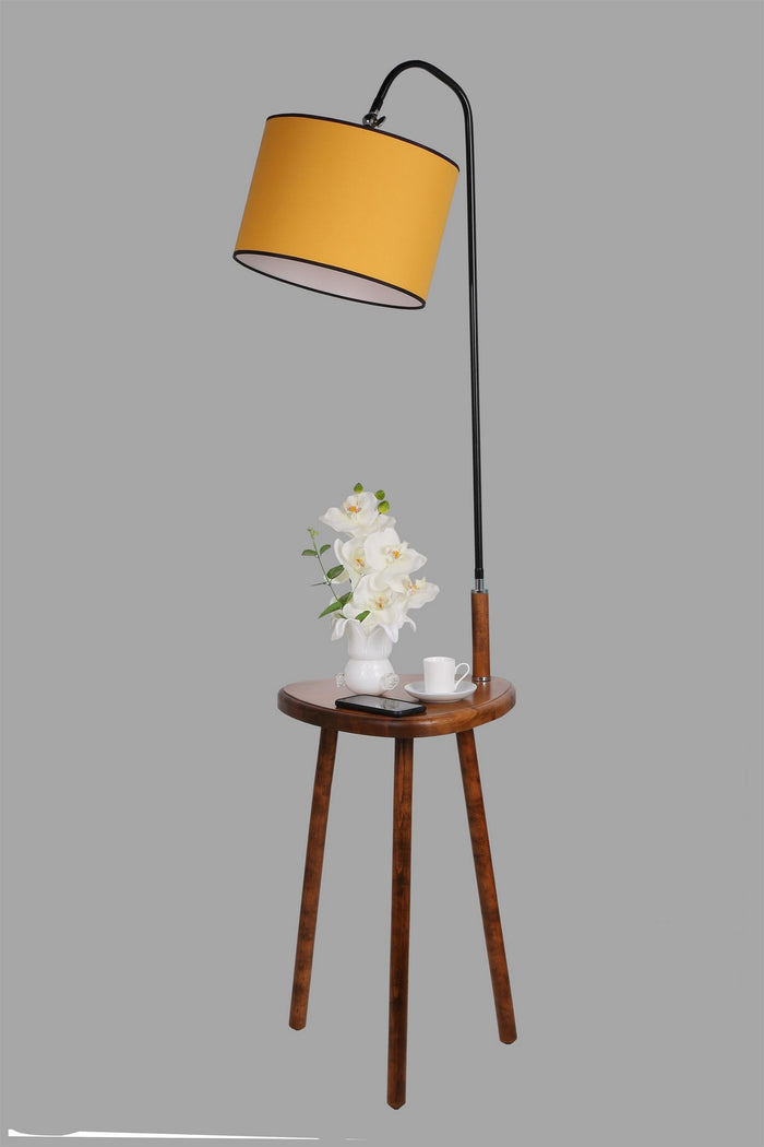 Giga Meubel - Vloerlamp Geel|Walnoot - 30x30x160cm - Demet