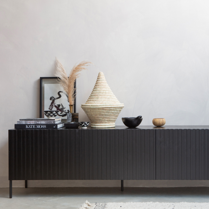 WOOOD New Gravure Tv-meubel B 180 cm - Grenen - Zwart