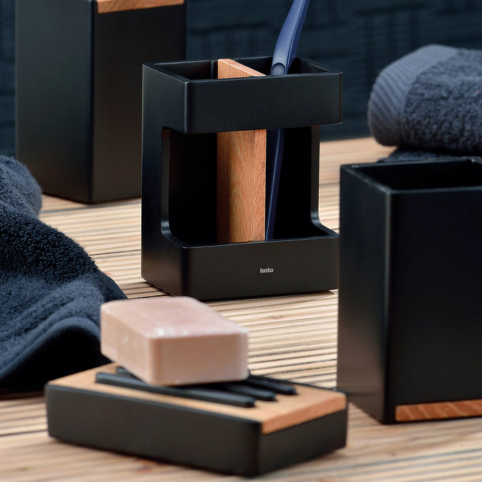 Kela - Wc-borstel Houder, Hout, Zwart - Kela | Cube
