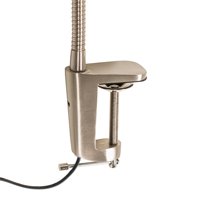 QAZQA Klem bureaulamp staal incl. LED met touch dimmer - Lionard