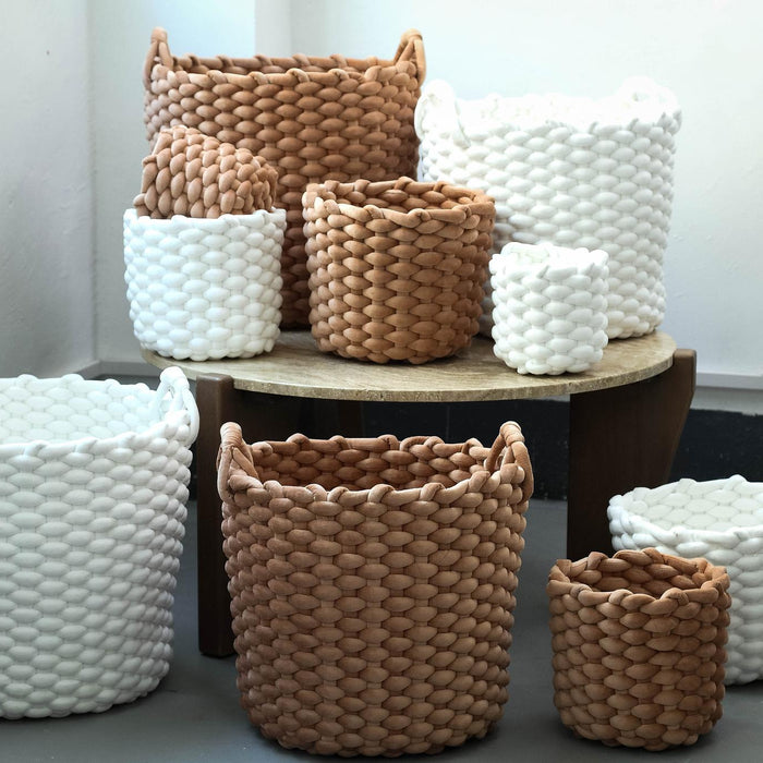 PTMD Olliver Brown Velvet Rope Basket With Handles SV2