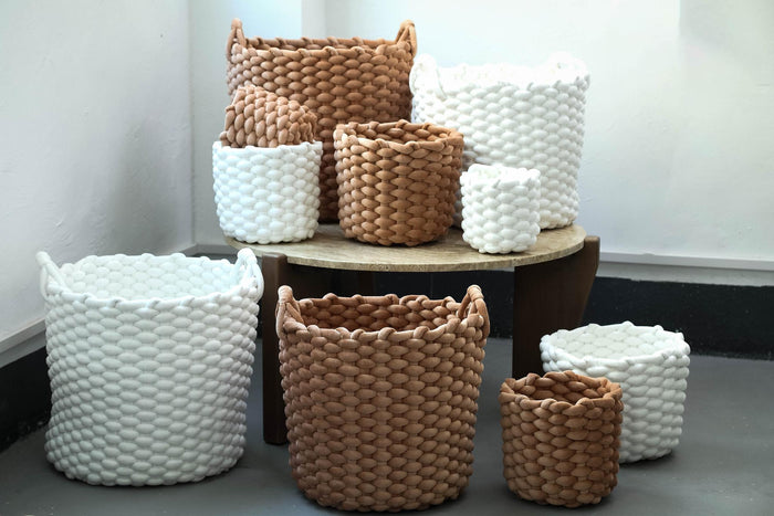 PTMD Olliver Brown Velvet Rope Basket No Handles SV3