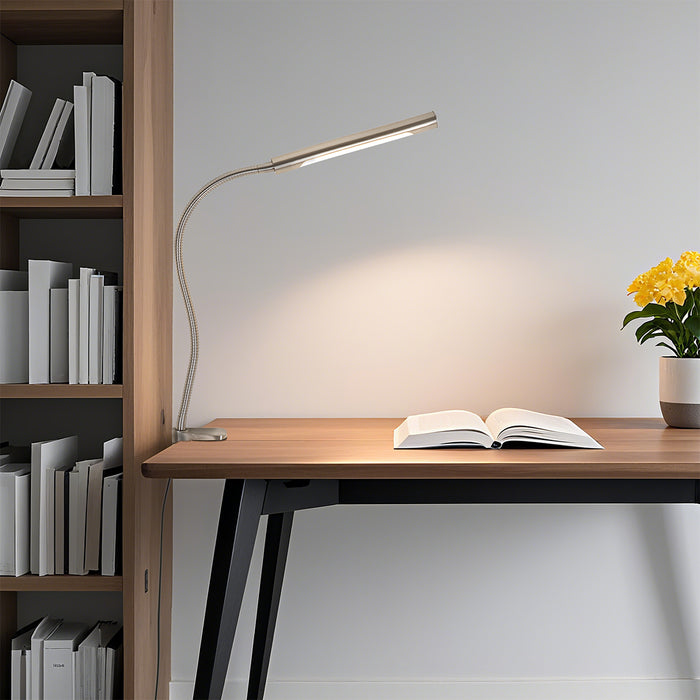 QAZQA Klem bureaulamp staal incl. LED met touch dimmer - Lionard