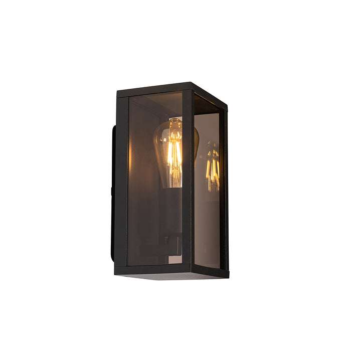 QAZQA Buiten wandlamp zwart met smoke glas 26 cm IP44 - Charlois