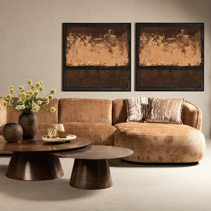 PTMD Asante Brown Canvas Painted Wallpanel Square Frame