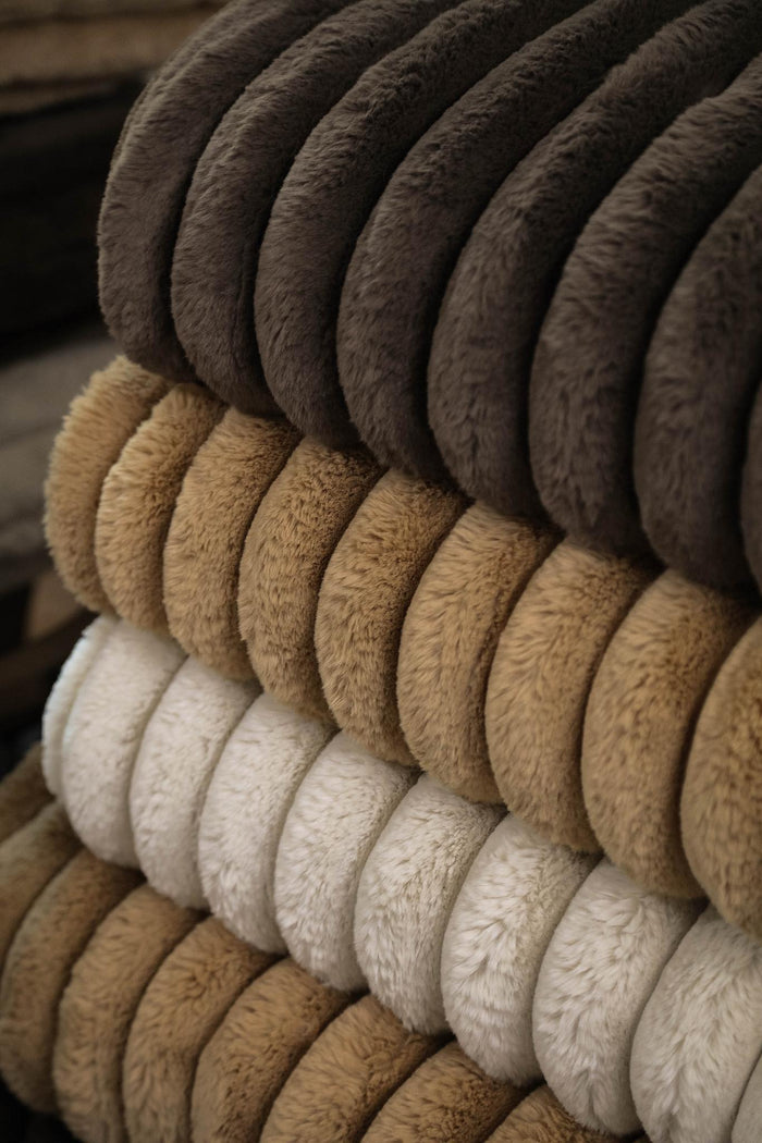 PTMD Hadi Beige Ribbed Fake Fur Plaid Small