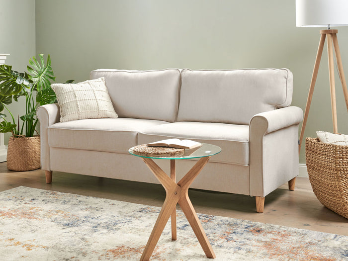 Beliani - RONNEBY - Driezitsbank - Lichtbeige - Polyester