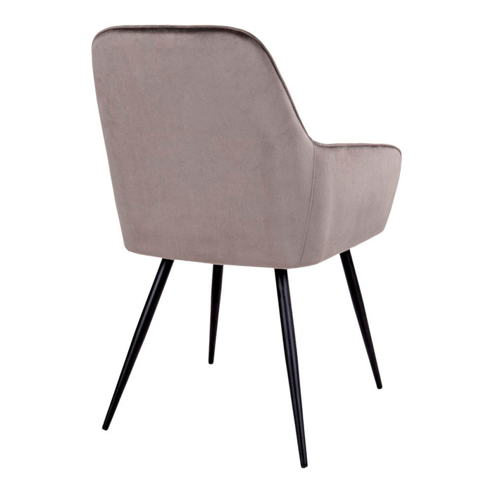 Harbo Dining Chair - Dining Chair, velvet, mushroom, black legs