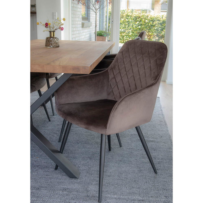 Harbo Dining Chair - Dining Chair, velvet, mushroom, black legs