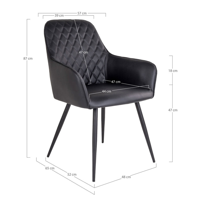 Harbo Dining Chair - Dining Chair, PU leather, black, black legs