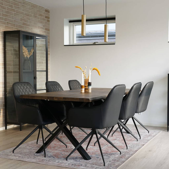 Harbo Eetkamerstoel met Draaibaar - zwart PU met zwarte poten