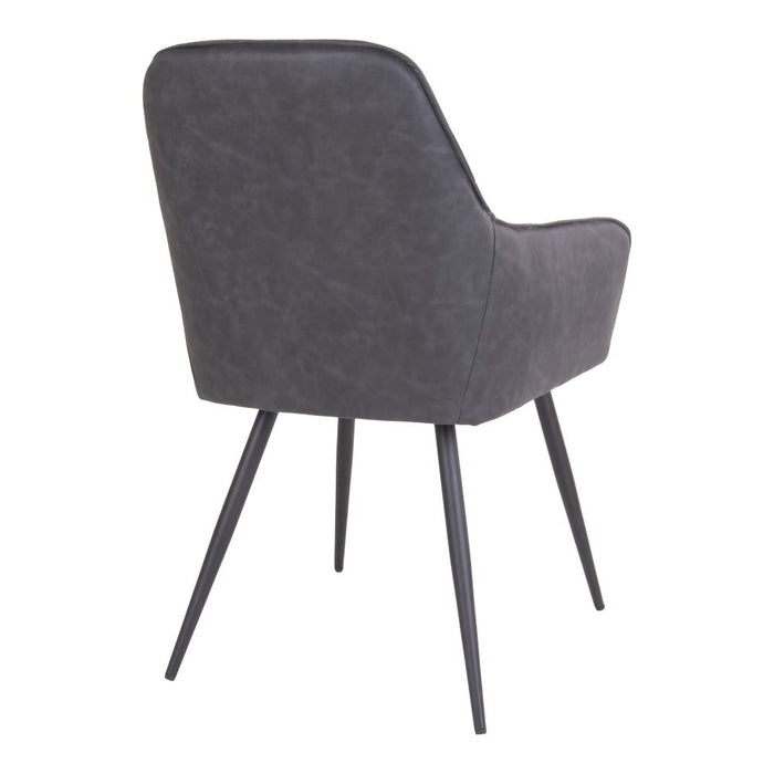 Harbo Dining Chair - Dining Chair, PU leather, dark grey, black legs