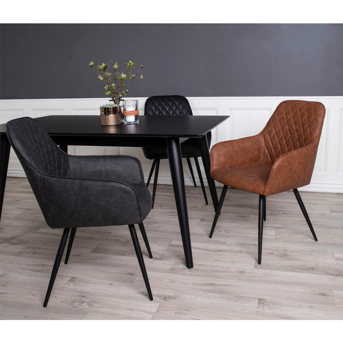 Harbo Dining Chair - Dining Chair, PU leather, dark grey, black legs