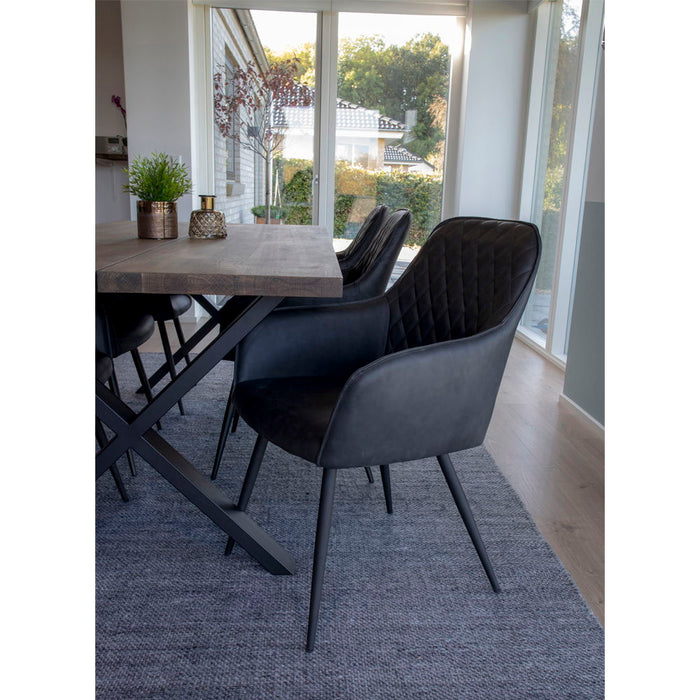 Harbo Dining Chair - Dining Chair, PU leather, dark grey, black legs