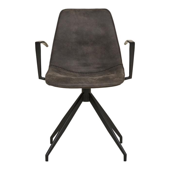 Monaco Dining Chair - Swivel, armrest, microfiber, grey, black legs