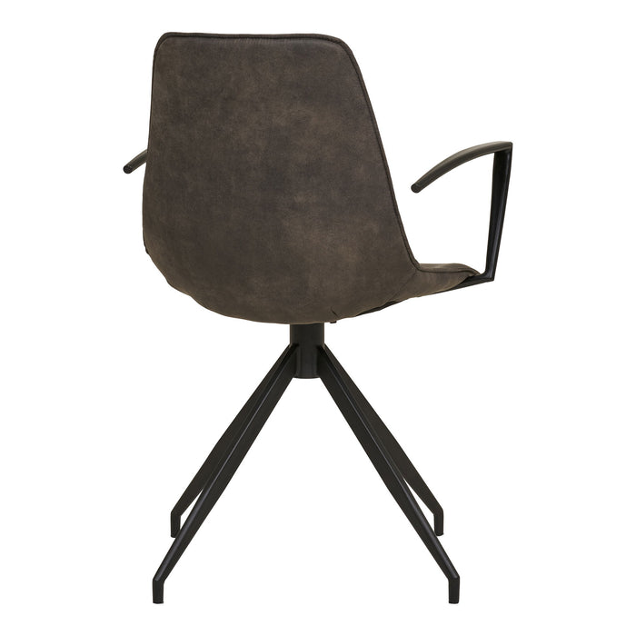 Monaco Dining Chair - Swivel, armrest, microfiber, grey, black legs
