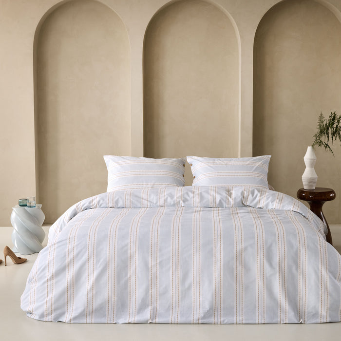 Walra Remade Striped Harmony Dekbedovertrek 140 x 220 cm - Off-White / Blauw