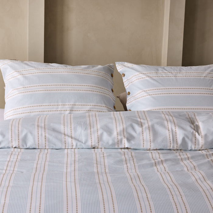 Walra Remade Striped Harmony Dekbedovertrek 140 x 220 cm - Off-White / Blauw