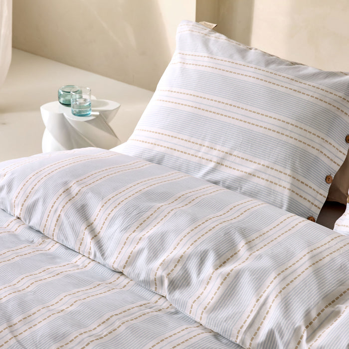 Walra Remade Striped Harmony Dekbedovertrek 200 x 220 cm - Off-White / Blauw