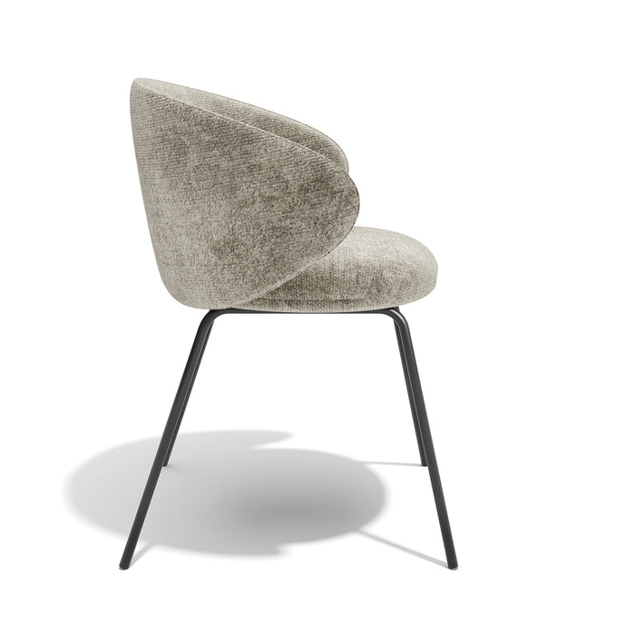 Set van 2 taupekleurige fluwelen stoelen met zwarte poten