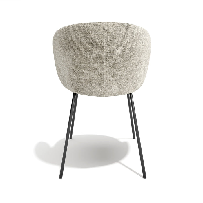 Set van 2 taupekleurige fluwelen stoelen met zwarte poten