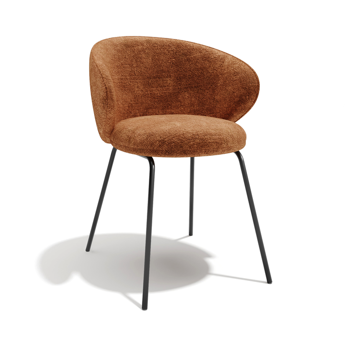 Set van 2 fluwelen stoelen met terracotta textuur en zwarte poten