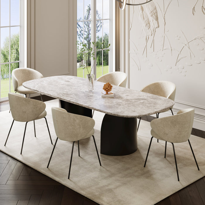 Set van 2 fluwelen stoelen met crèmekleurige structuur en zwarte poten