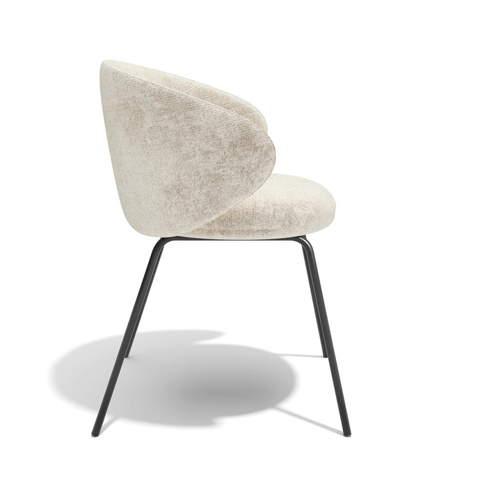 Set van 2 fluwelen stoelen met crèmekleurige structuur en zwarte poten