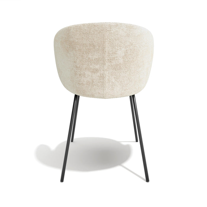 Set van 2 fluwelen stoelen met crèmekleurige structuur en zwarte poten