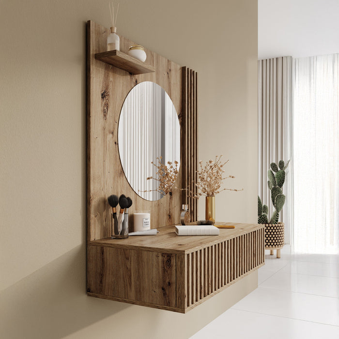 Meubella - Kaptafel Evy - Eiken - 85 cm - Met spiegel