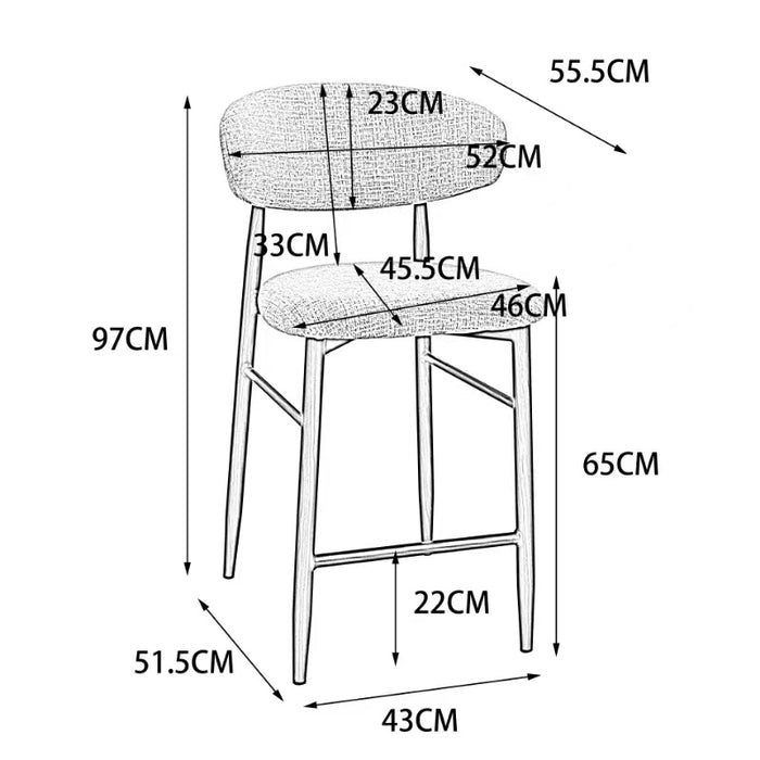 Giga Meubel - Barstoel Beige - Stof|Metaal - Alexia - Set van 2