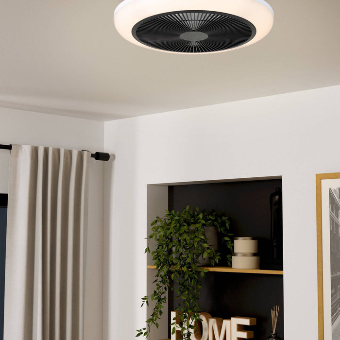 EGLO Sayulita 1 Plafondlamp met ventilator - 46 cm - Zwart|Wit - Dimbaar - 3 Standen