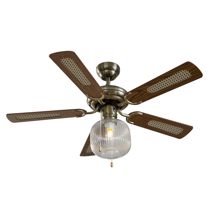 QAZQA Plafondventilator messing met hout 107.5cm met trekschakelaar -