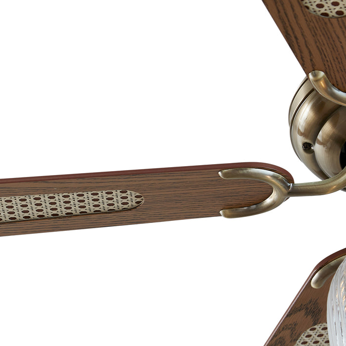 QAZQA Plafondventilator messing met hout 107.5cm met trekschakelaar -