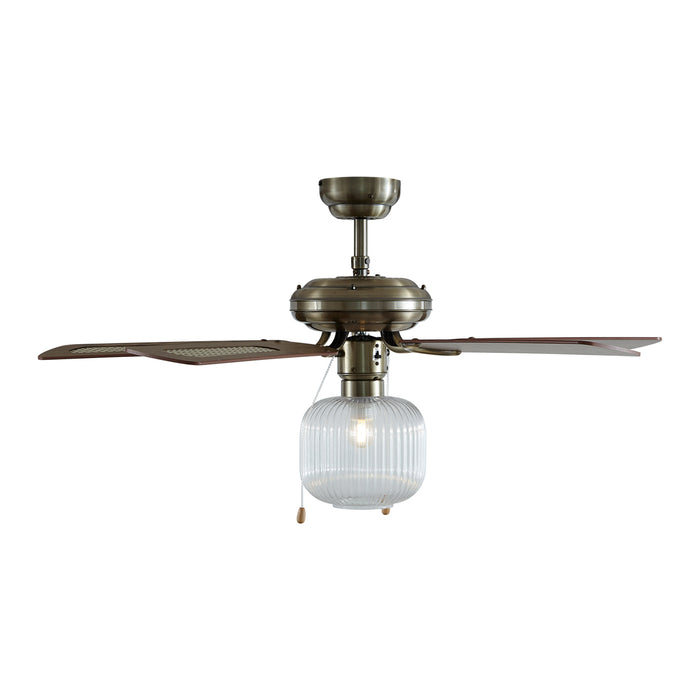 QAZQA Plafondventilator messing met hout 107.5cm met trekschakelaar -