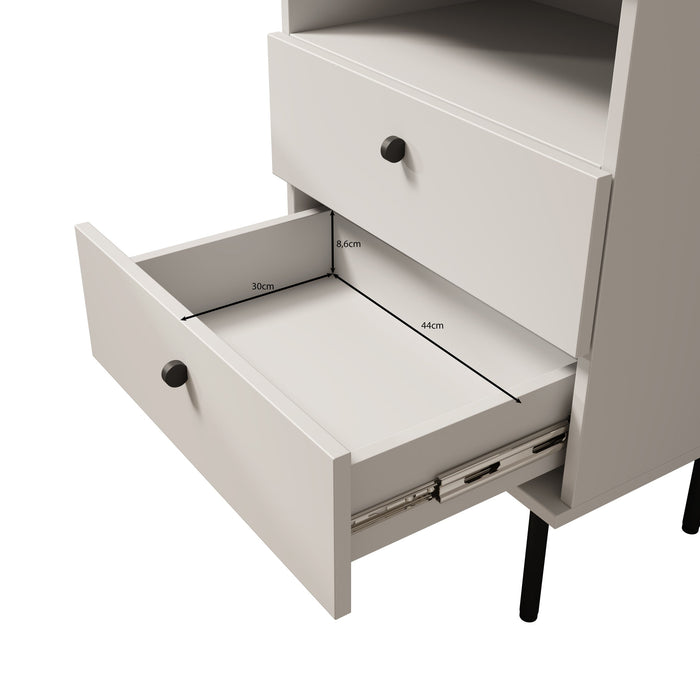 Meubella - Nachtkastje Hidde 2 - Beige - 50 cm