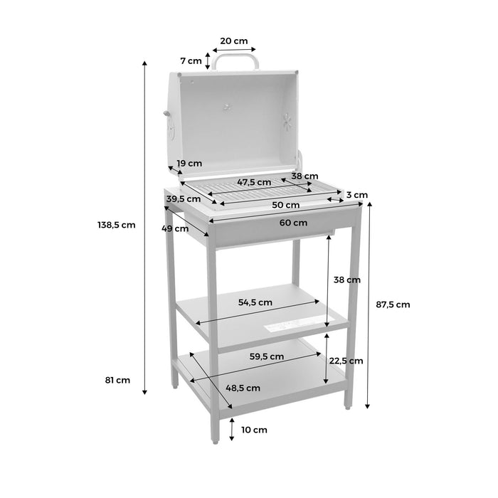 sweeek - Barbecue grill op houtskool, roestvrij staal verchroomd