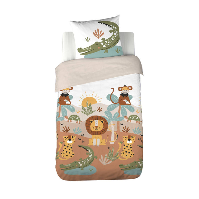 sweeek - Microvezel dekbedovertrek omkeerbaar bedrukt savanne 1 plaats